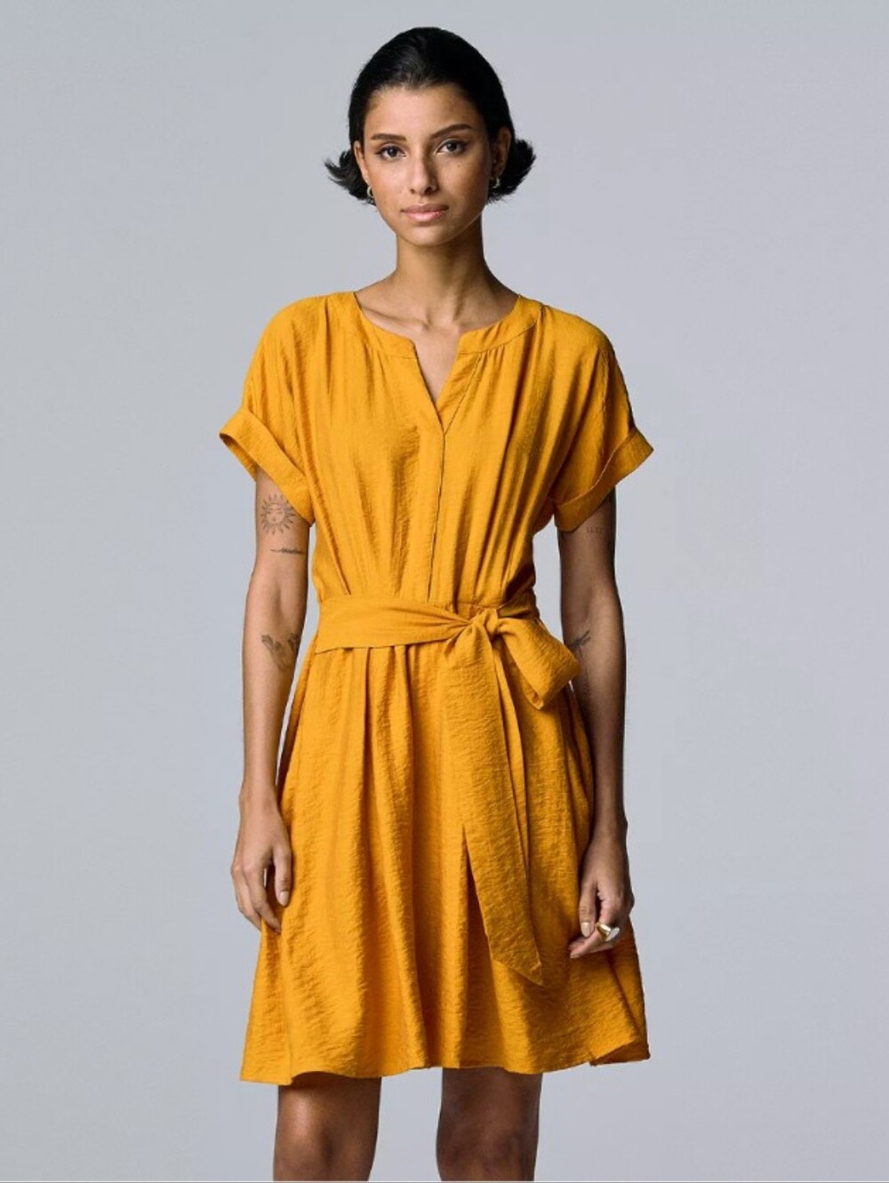 Women's Simply Vera Vera Wang Side-Tie Mini Dress Medium Golden Yellow